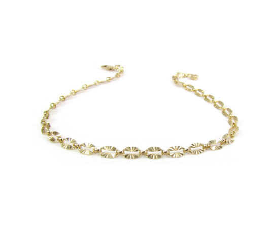Sunburst Anklet | Reflective Textured Chain Anklet in Gold Filled or Sterling Silver